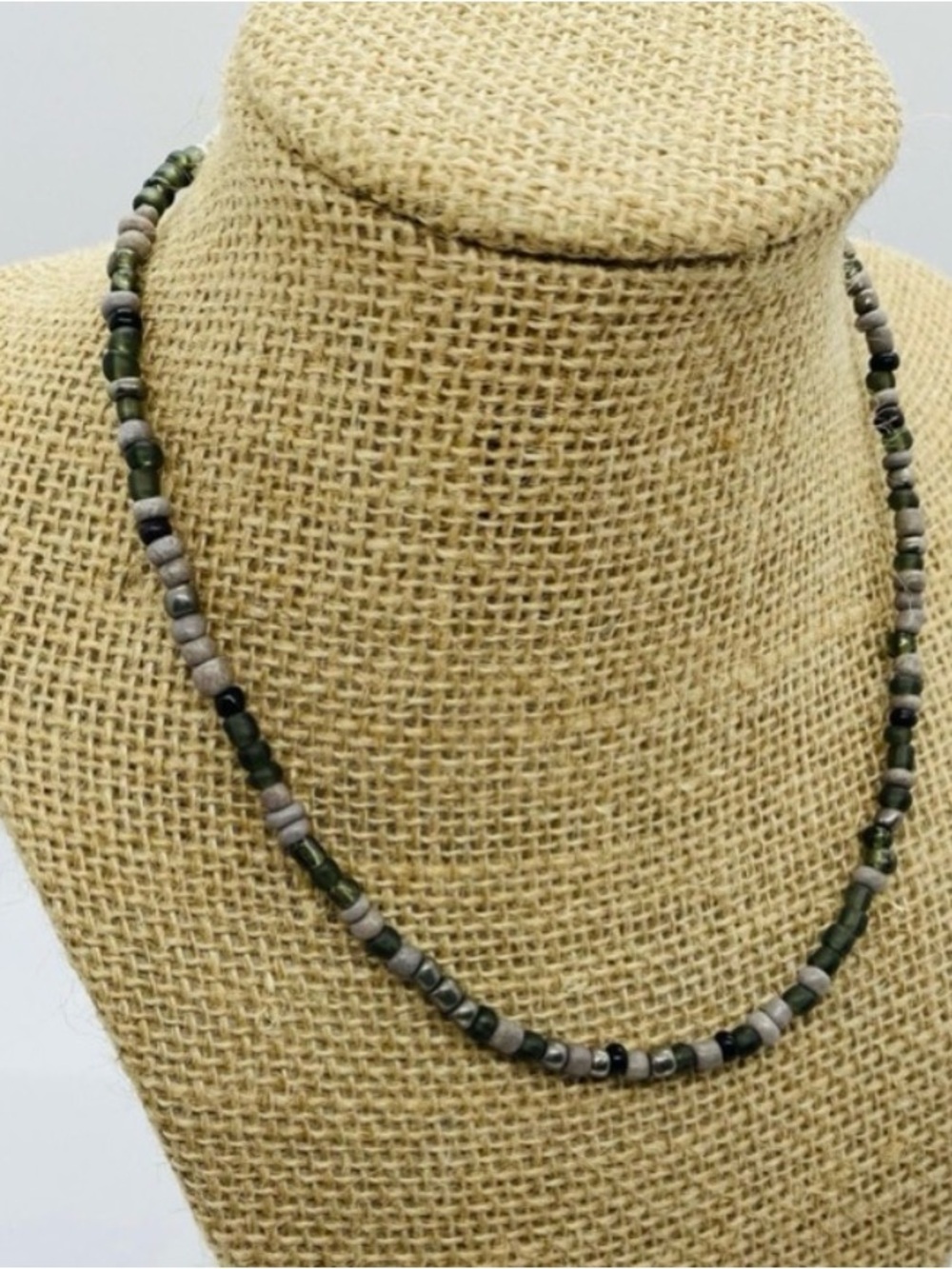 Gray Black Beaded Choker Necklace Boho Whimsigoth Y2K Festival Coastal Cowgirl